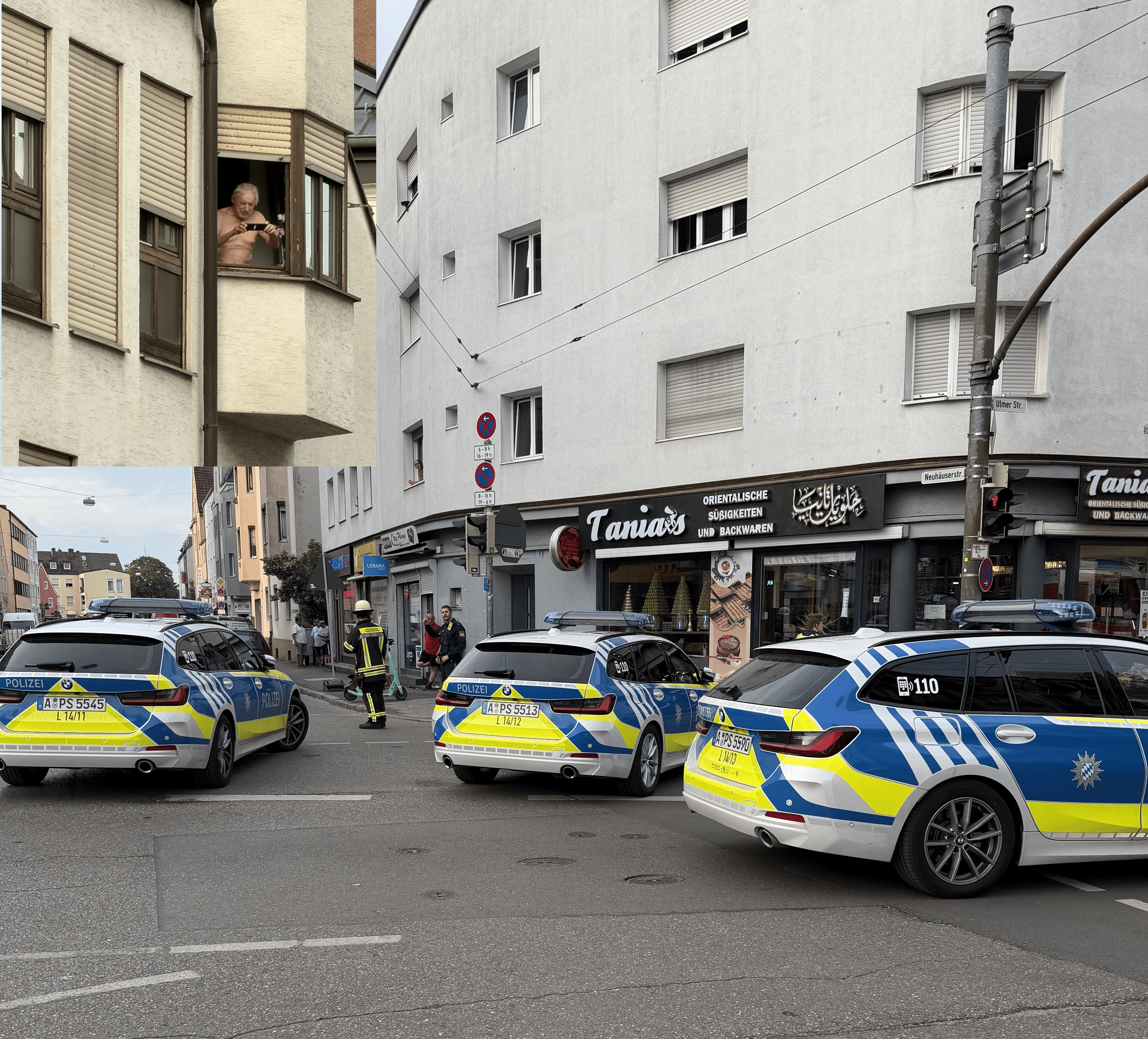 Großeinsatz in der Ulmer Straße — Person droht von Gebäude zu springen